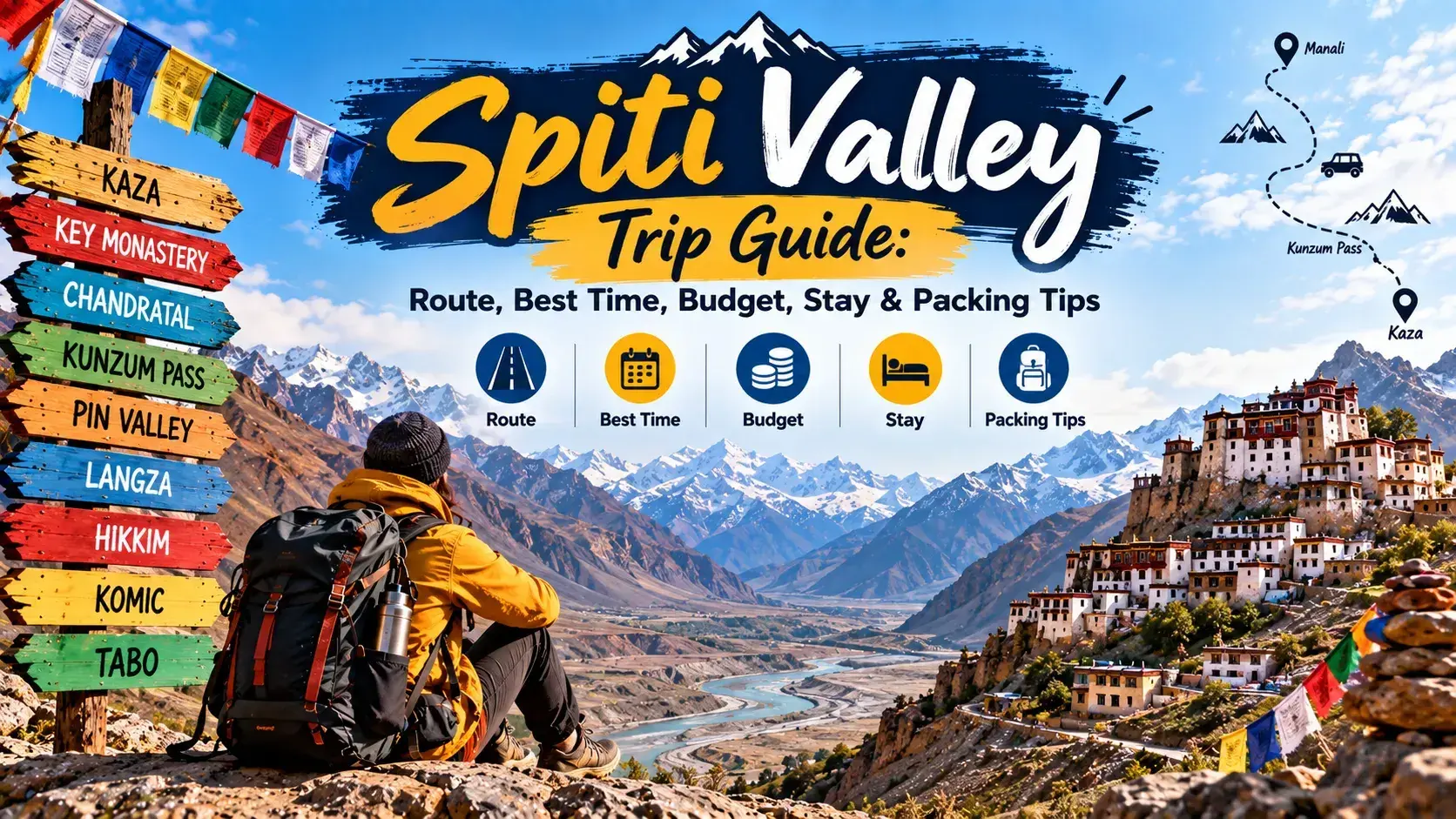 Mountain road and high-altitude landscape in Spiti Valley, Himachal Pradesh
