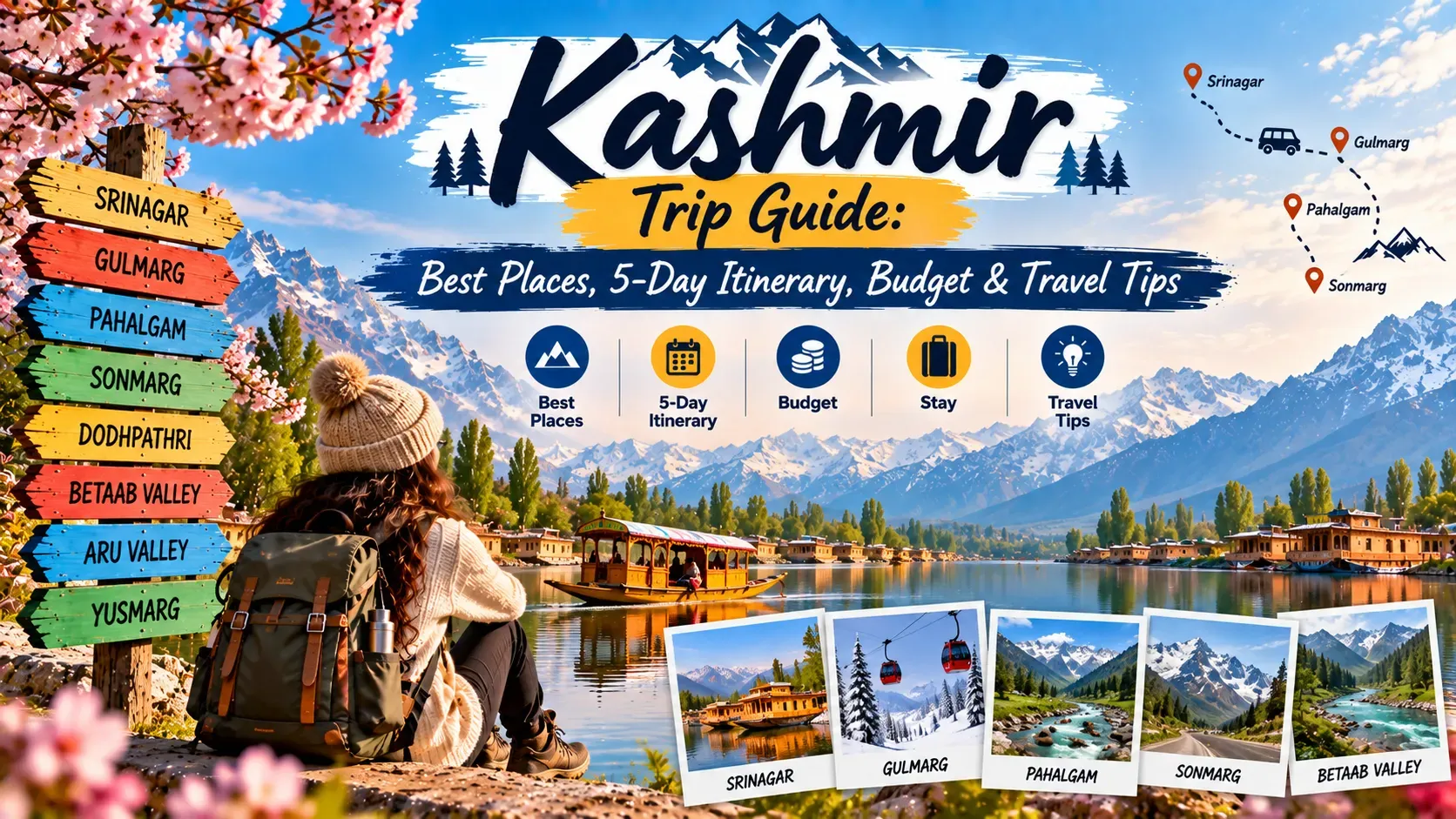 Scenic mountain and lake landscape in Kashmir, India