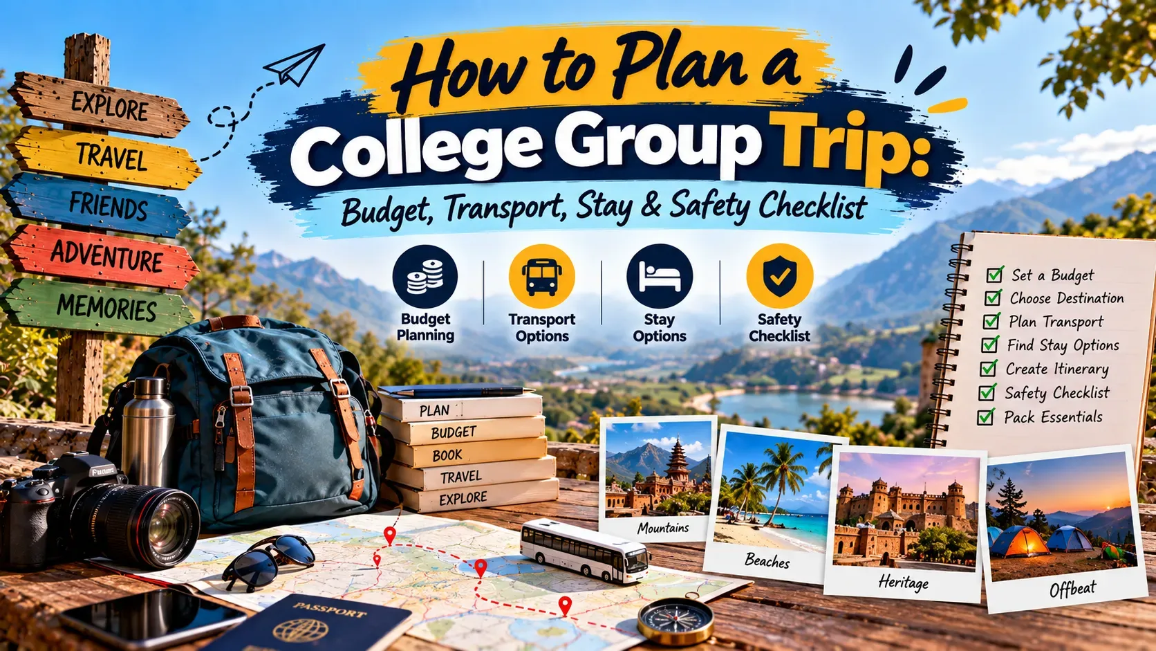 College students travelling together on a group trip in India