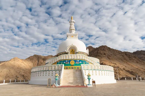 A Buddhist stupa beneath the Himalayan sky