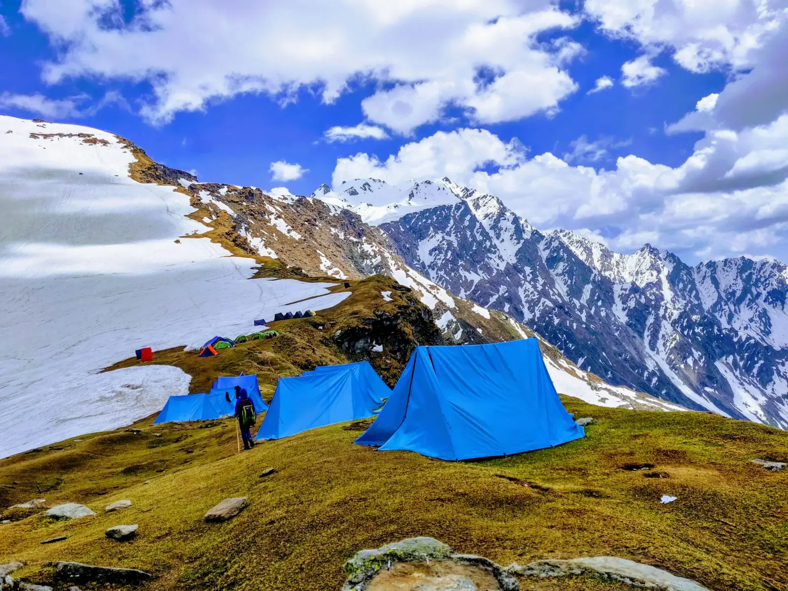 Mountain camping with Himalayan views