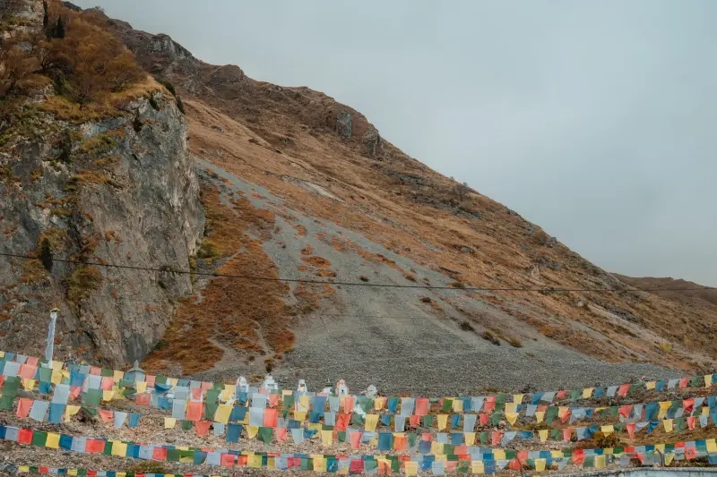 Prayer Flags Across the Mountain Pass