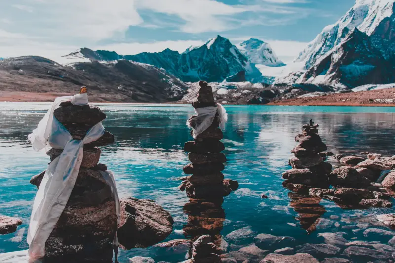 Scenic Himalayan Lake in North Sikkim
