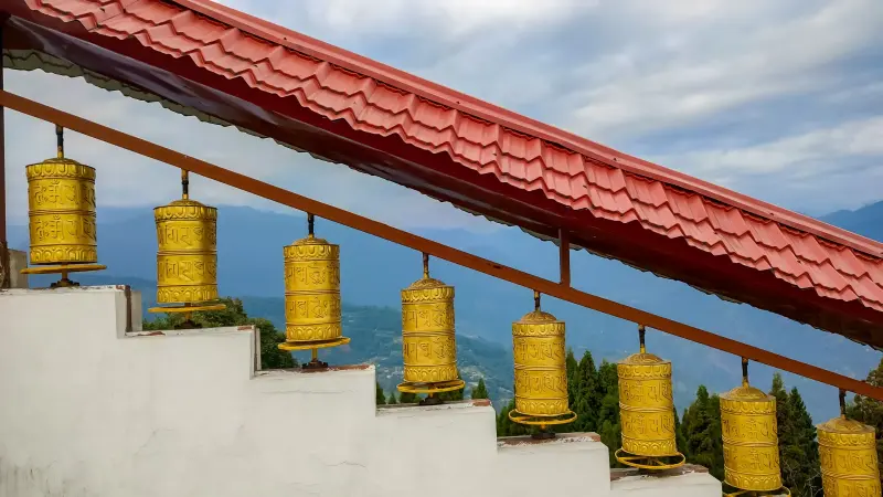 Traditional Buddhist Prayer Wheels in Sikkim